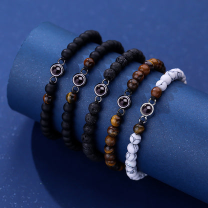 Neues Fotoarmband mit Anhänger aus synthetischen runden Perlen