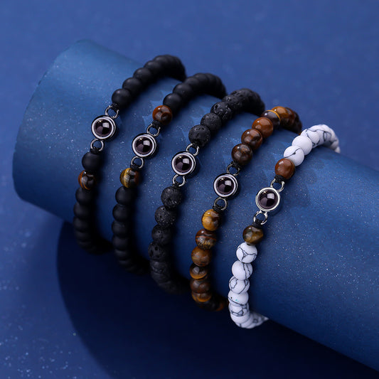 Neues Fotoarmband mit Anhänger aus synthetischen runden Perlen