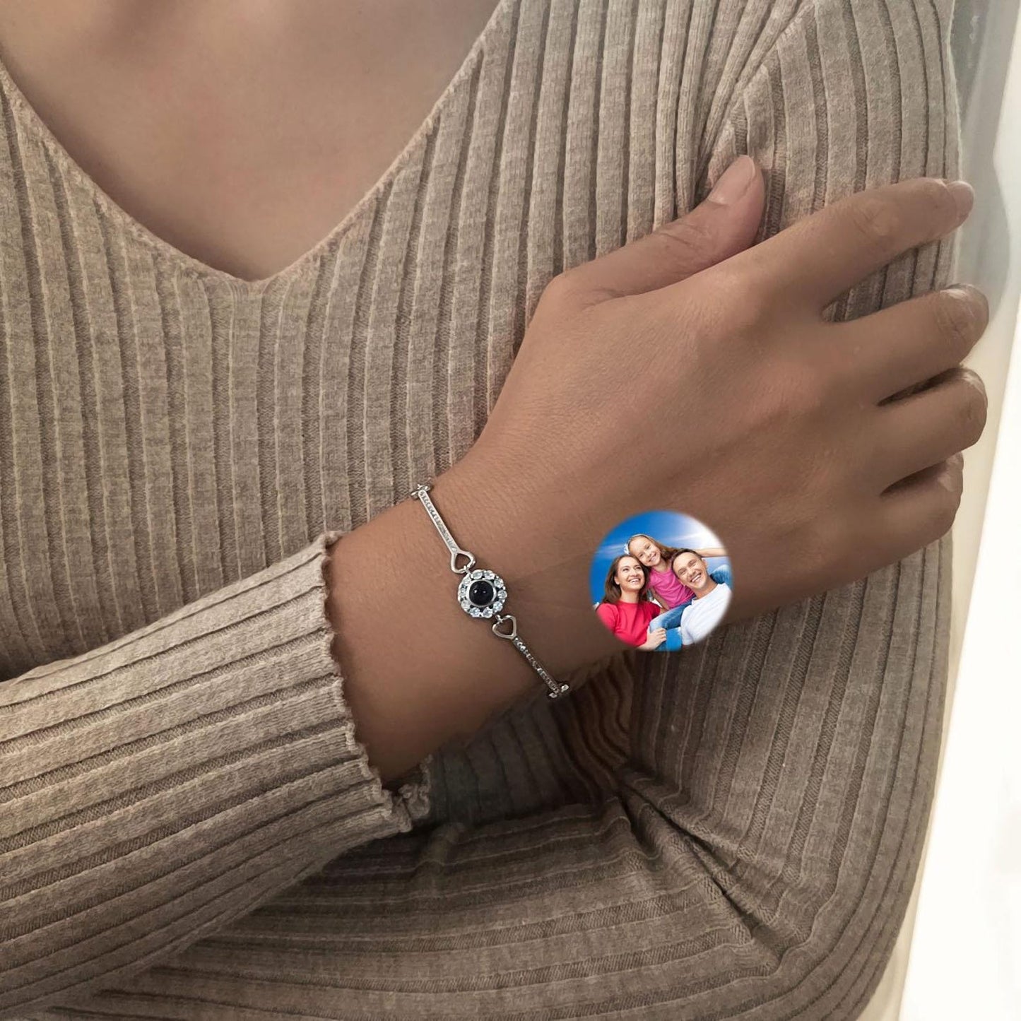 Diamond Heart – Personalisiertes Foto projektion armband